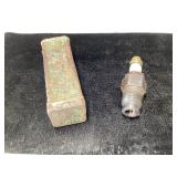 Old Ford spark plug w/tin case