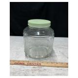 Vtg Hoosier Jar w/ Tin Lid, 8ï¿½ tall.