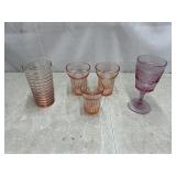 Pink Depression glass, pink goblet