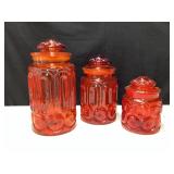 LESmith glass canisters-3, Amberina Moon & Stars