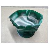 Imperial Glass Co emerald slag swirl compote dish