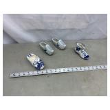 Assortment of porcelain shoes. Crack