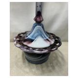 Purple Slag Glass Covered Candy Dish