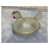 Glass Hen on Nest 2 piece dish