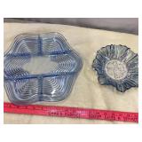 Vtg 5-part relish tray &  Vtg Federal Glass bowl