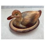 Westmoreland caramel slag glass Duck on Nest
