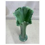 Adolphe Bournique green slag glass vase