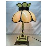 Vtg slag Art Nouveau table lamp, uranium base