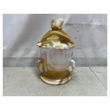 Challinor Taylor swan vase caramel slag glass