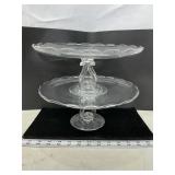 Pair of Clear Glass Cake Stands