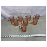 Vtg Arcoroc Rosa Pink Rosaline glass 10oz mugs