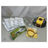 NIB aprons, Bundt pan, pastry blender, measure