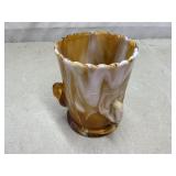 Challinor Taylor Spooner Vase,Swans, caramel slag