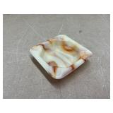 Akro Agate white/orange slag glass ashtray