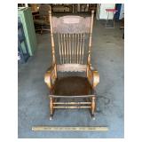 Antique Oak Pressed Back Rocking Chair