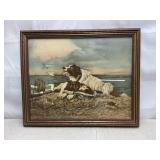 Victorian look print, dog saves girl