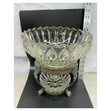 Footed Two Tier Glass & Metal Compote