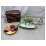 Musical jewelry box, assorted beautiful dishes
