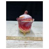 Vtg Imperial Glass Slag Covered Candy Dish, 7't.