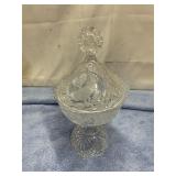 Hofbauer Byrdes footed crystal compote w/lid