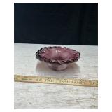 Purple Imperial Slag Glass Ruffled Bowl