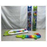 2 NIB kites, alphabet crocodile puzzle, complete