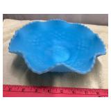 Fenton blue satin glass bowl