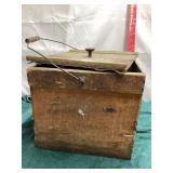 Vtg Wooden Box/Lid with wire handle