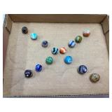 Assorted marbles, agates, glass
