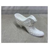 Fenton white milk glass hobnail shoe