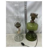Oil Lamps - 1 Clear & 1 Converted to Electric