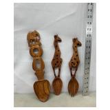 Hand Carved Serving Spoon & Salad Set