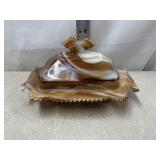Imperial Caramel Slag Glass Butter Dish