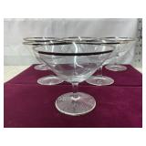 Rosenthal Crystal Coupes (6) Platinum Rim