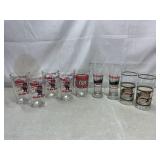 Assorted Beer glasses, Husker, Budweiser, etc