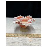 Vtg Orange Slag Glass Hobnail Candy Dish, 4't.