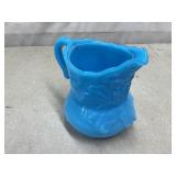 Westmoreland Cherries blue slag glass creamer