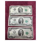 3 - Series 1976 Two Dollar Bills
