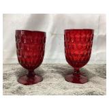Vintage Fenton Ruby red thumbprint footed tumblers
