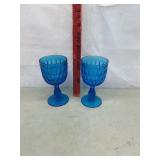 Fenton Colonial Blue Thumbprint Water Goblets