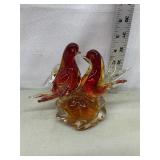 Hand Blown Glass Birds Sculpture