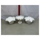 Fenton Milk Glass Ruffled Edge Bowls