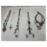 Necklaces and cross earrings