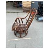 Vtg Bamboo Swivel Rocker