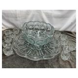 Vtg Punch Cups, Punch Bowl, & Platter. See