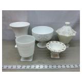 Milk Glass Pedestal Compotes