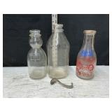 Vtg milk jugs. Cream spoon