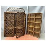 Vtg Rattan& Wicker Wall Shelf & Vtg Bamboo Wicker