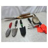 Gardening tools, flags