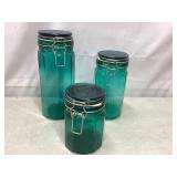 Green glass canisters